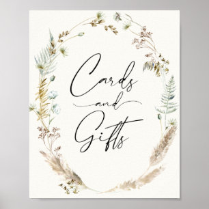 Poster Boho Pampas Grass séché Bouquet Cartes et Cadeaux