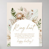 Poster Boho pampas herbe bague chasse nuptiale douche jeu (Devant)