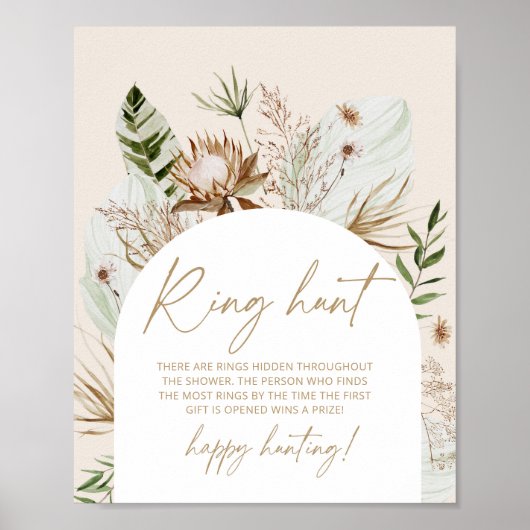 Poster Boho pampas herbe bague chasse nuptiale douche jeu (Devant)