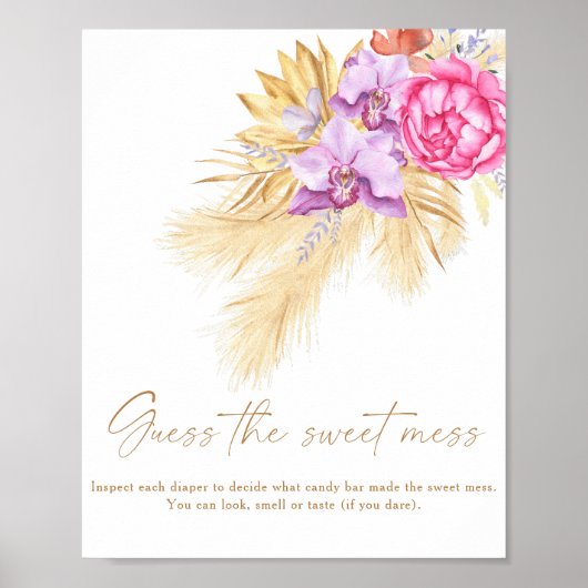 Poster Boho pampas herbe - devinez le doux bordel (Devant)