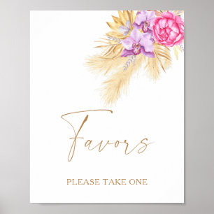 Poster Boho pampas herbe - faveurs s'il vous plaît prendr