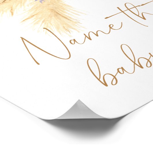 Poster Boho pampas herbe - nom de l'alimentation pour béb (Coin)