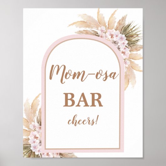 Poster Boho Pampas rose Gris Momosa Panneau bar (Devant)