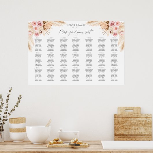 Poster Boho Pampas table plan plan (Cuisine)