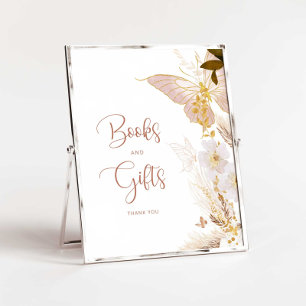 Poster Boho papillon floral or Livres et cadeaux