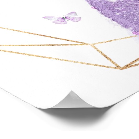 Poster Boho Papillon pourpre Quinceañera Alimentation (Coin)