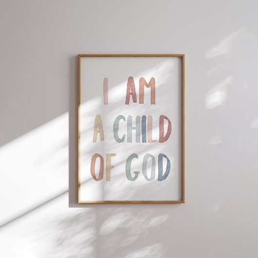 Poster Boho pastel Je suis un enfant de Dieu imprimer