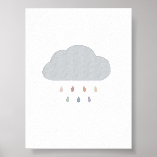 Poster Boho pastel rainbow drop cloud print (Devant)