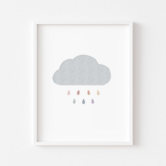 Poster Boho pastel rainbow drop cloud print