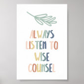 Poster Boho pastel toujours écouter l'affiche sage (Devant)