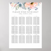 Poster Boho Peach Floral Dusty Blue Mariage Chart (Devant)