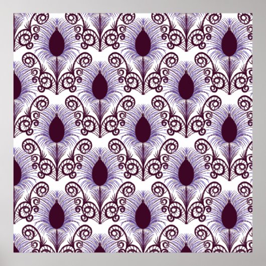 Poster Boho Peacock Bijou en plumes Tone-Purple (Devant)