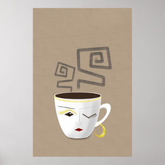 Poster Boho petite tasse de café arabe africain blanc par