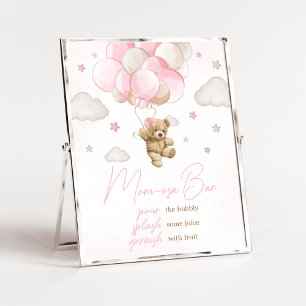 Poster Boho Pink Bear Ballotte Baby shower Maman Osa Bar