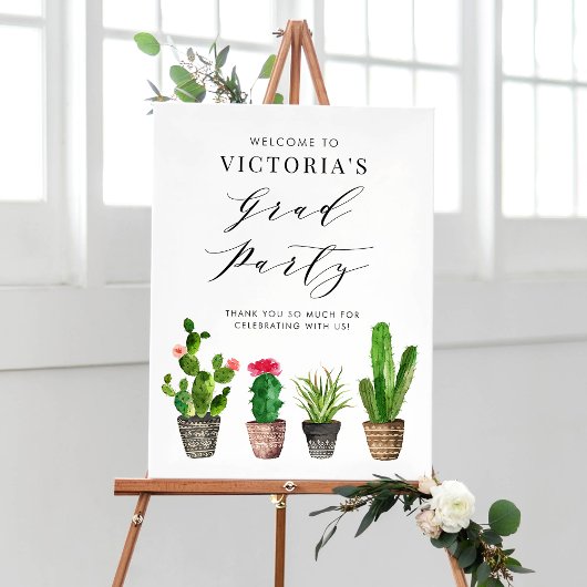 Poster Boho Pot Succulents et Cactus Graduation