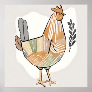 Poster Boho poulet Leaf Art botanique style moderne
