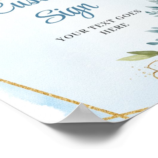 Poster Boho Poussiéreux Bleu Eucalyptus Doré Paillettes P (Coin)