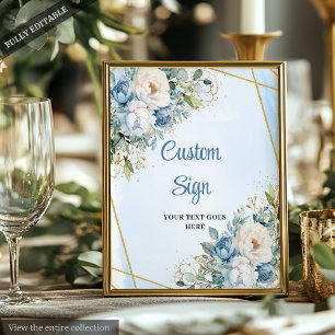 Poster Boho Poussiéreux Bleu Eucalyptus Doré Paillettes P