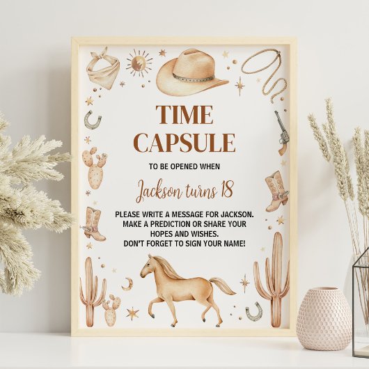 Poster Boho Premier Rodéo Anniversaire Heure Capsule sign