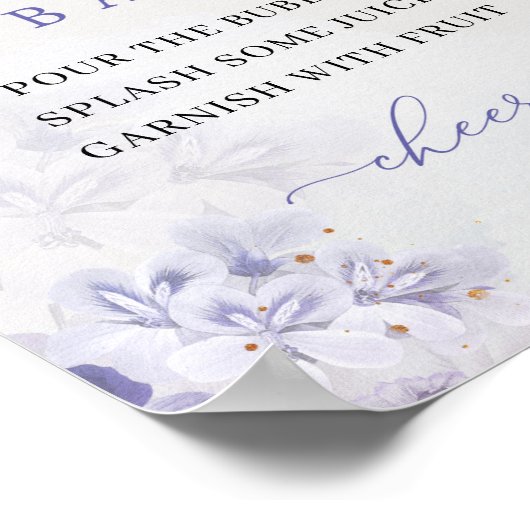 Poster Boho printemps violet bleu poussiéreux fleurs mimo (Coin)