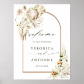 Poster Boho Protea Pampas Grass Floral Mariage Bienvenue (Devant)