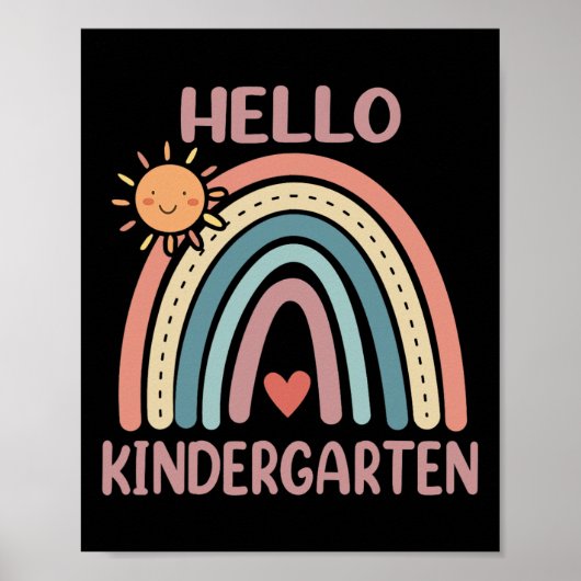 Poster Boho Rainbow Heart For Teachers Women Hello Kinder (Devant)