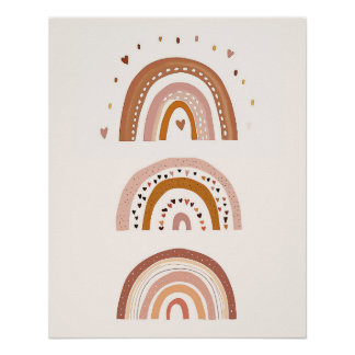Poster Boho Rainbow Nursery Wall Art, Neutral Kids Art