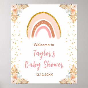 Poster Boho Rainbow Rose Baby shower Bienvenue
