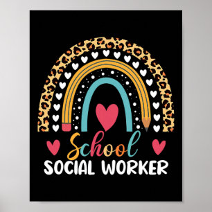 Poster Boho Rainbow School Social Worker