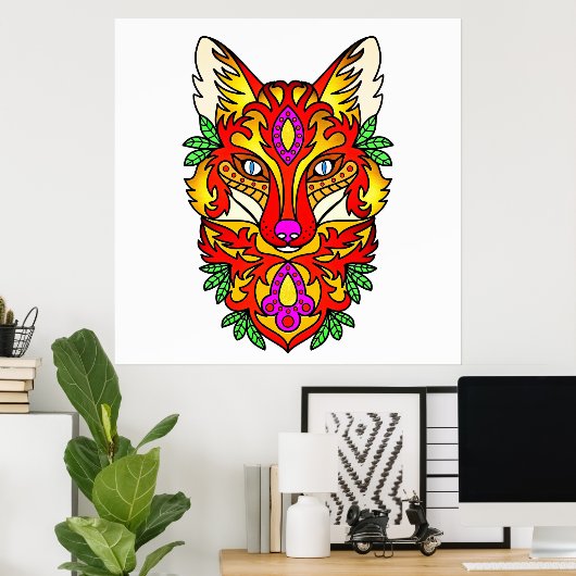 Poster Boho renard (Bureau à domicile)