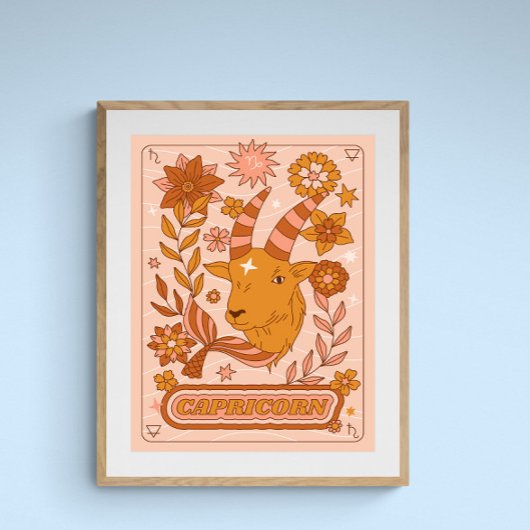 Poster Boho Retro Capricorn Zodiac