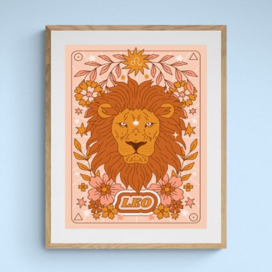 Poster Boho Retro Leo Zodiac