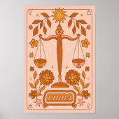 Poster Boho Retro Libra Zodiac (Devant)