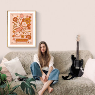 Poster Boho Rétro Scorpion Zodiaque