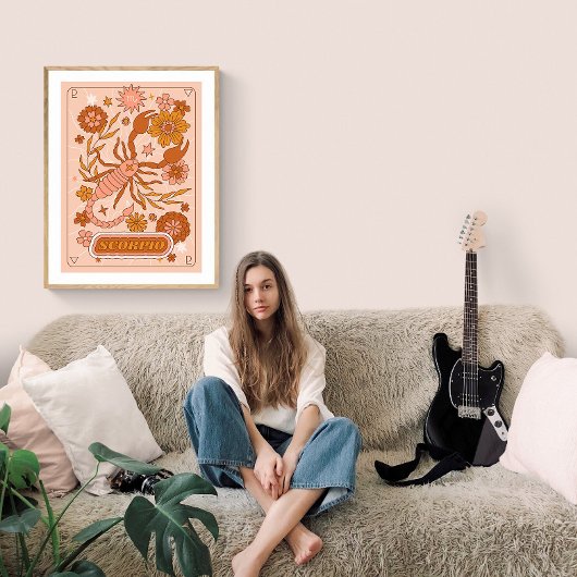 Poster Boho Rétro Scorpion Zodiaque
