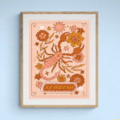 Poster Boho Rétro Scorpion Zodiaque