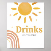 Poster Boho Retro Sunshine Baby shower Boissons (Devant)