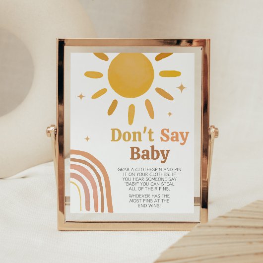 Poster Boho Retro Sunshine Baby shower Ne pas dire bébé