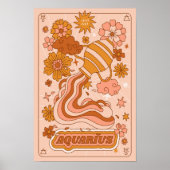 Poster Boho Rétro Verseau Zodiaque (Devant)