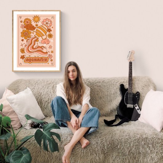 Poster Boho Rétro Verseau Zodiaque