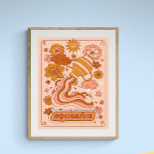 Poster Boho Rétro Verseau Zodiaque