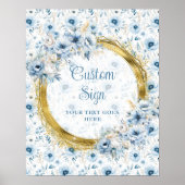 Poster Boho romantique Dusty Blue Gold Mariage 8x10 perso (Devant)