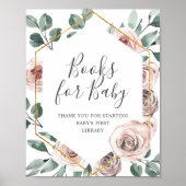 Poster Boho Rose Baby shower Livres Pour Bébé Signal (Devant)