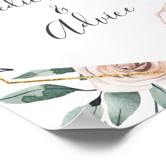 Poster Boho Rose Baby shower Prédiction et conseils (Coin)