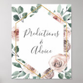 Poster Boho Rose Baby shower Prédiction et conseils (Devant)