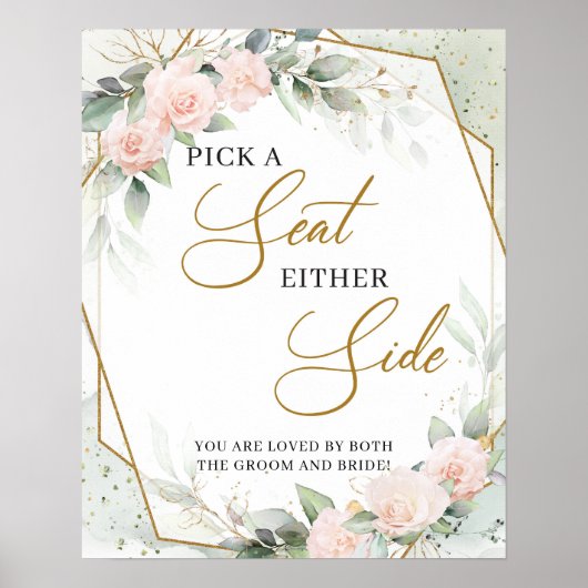 Poster Boho rose doux roses or Choisir un siège de chaque (Devant)