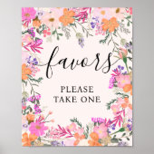 Poster Boho rose Floral Fleurs sauvages favorise la Fête  (Devant)
