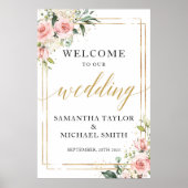Poster Boho rose floral mariage de bienvenue (Devant)