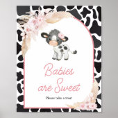 Poster Boho rose Highland Vache Les bébés sont doux (Devant)