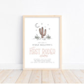 Poster Boho Rose Moderne Fille Premier Rodéo 1er Annivers